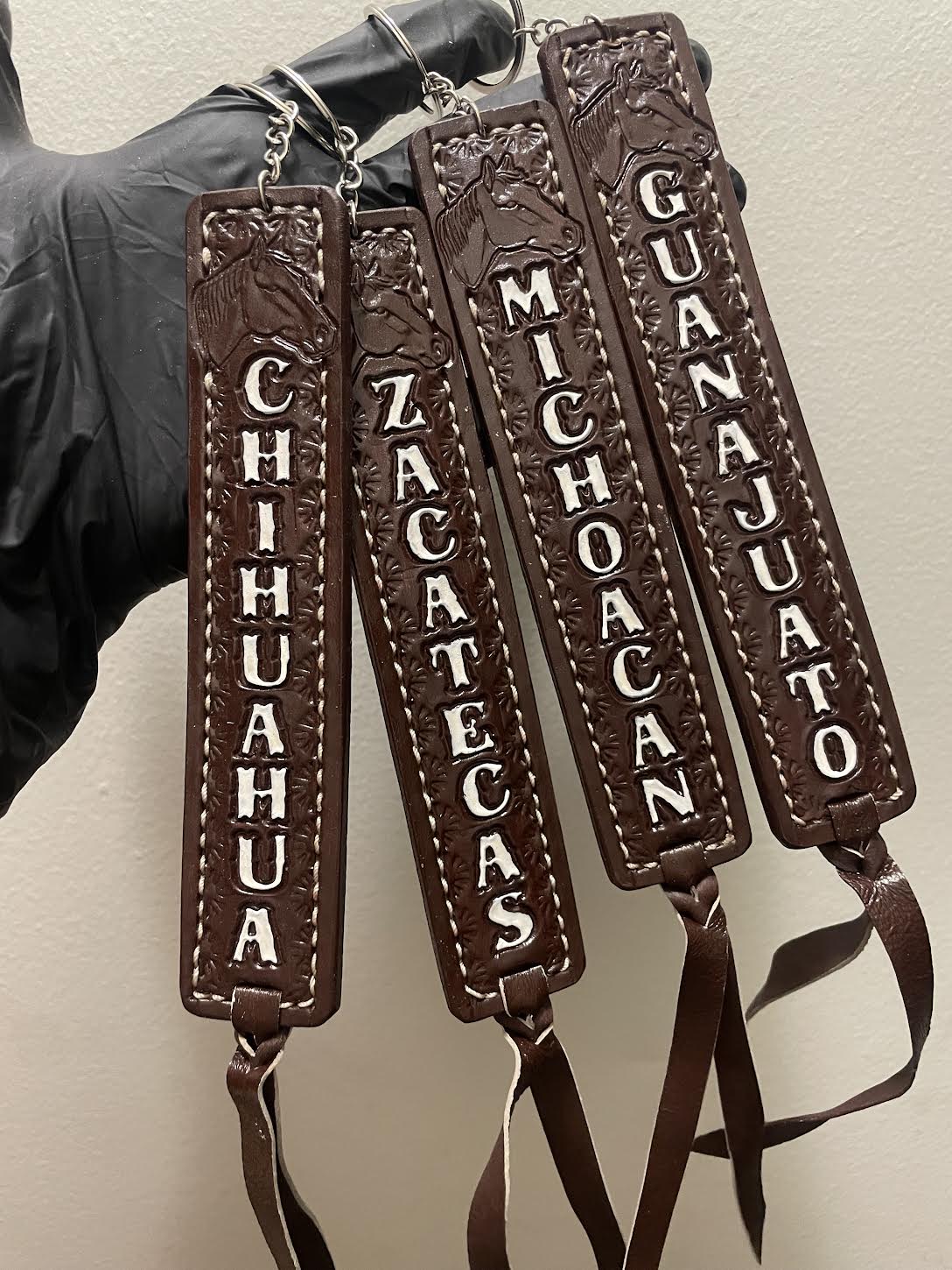 Horse Brown Mexican State Cowhide Keychain - Handmade