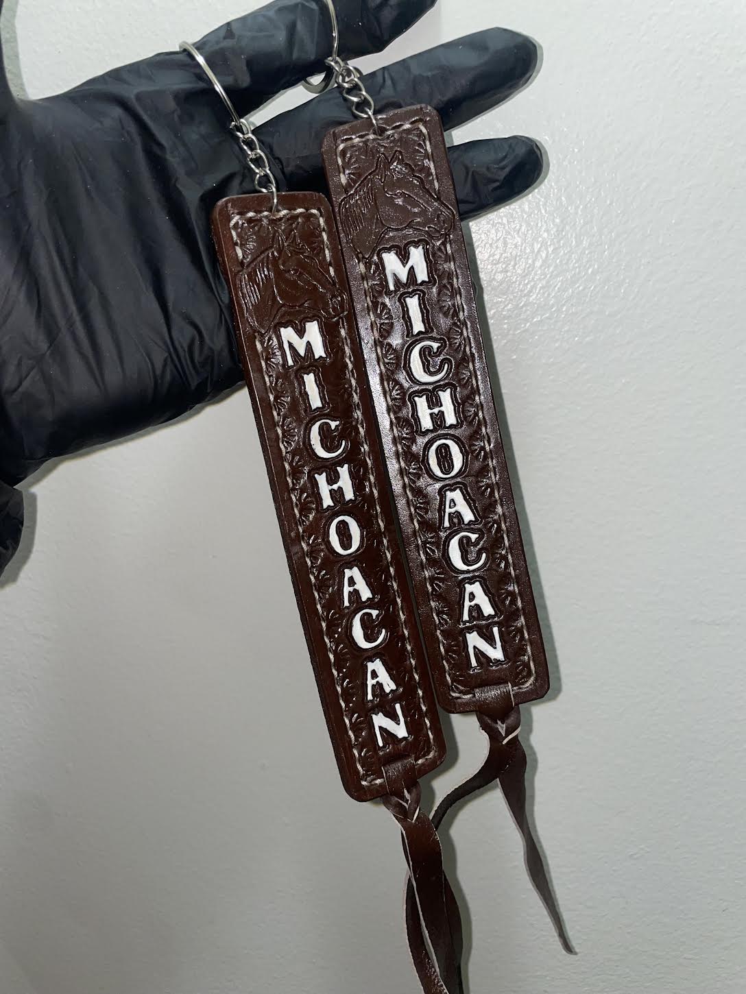 Horse Brown Mexican State Cowhide Keychain - Handmade