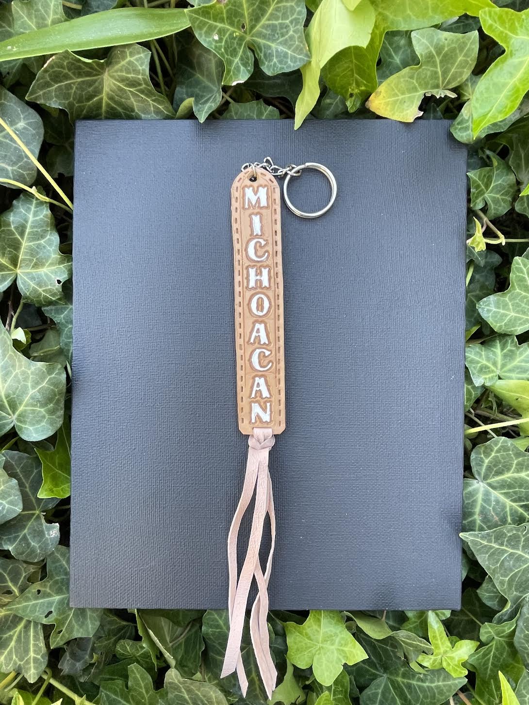 Cowhide Keychain Mexican State - Handmade