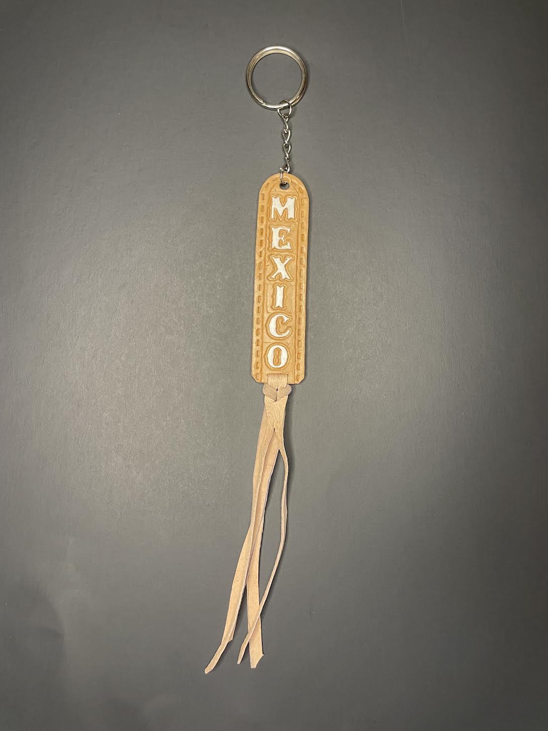 Cowhide Keychain Mexican State - Handmade