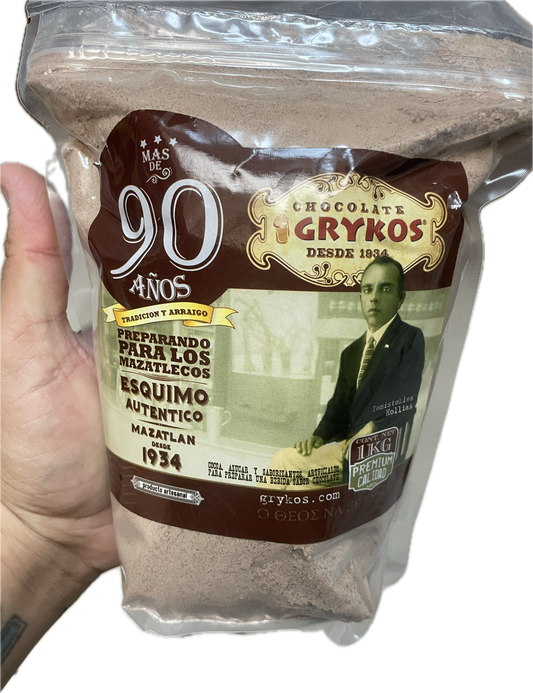 Grykos Chocomilk Esquimo authentic chocolate drink mix from Mazatlan Sinaloa 1kg 2lb traditional Mexican chocolate powder